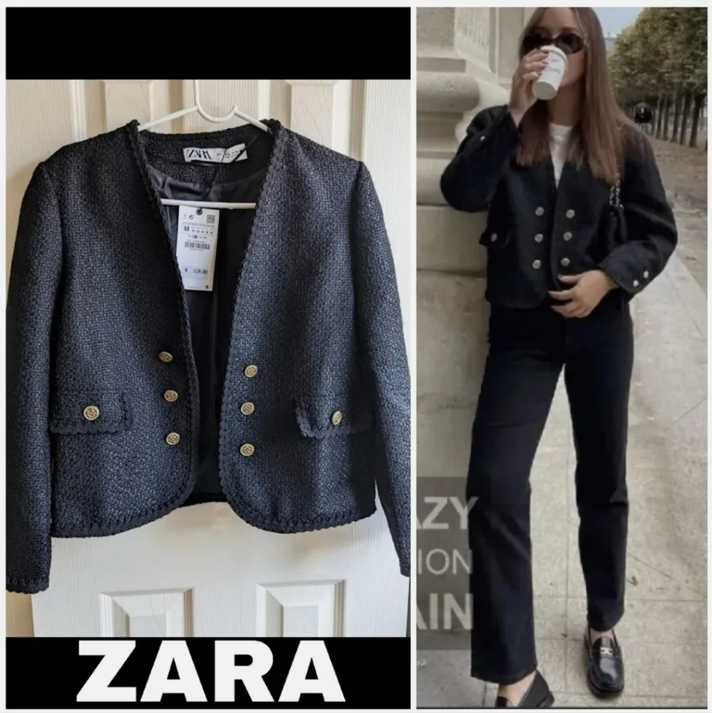 ZARA TEXTURED JACKET WITH BUTTONS SIZE M - Picture 3 of 10